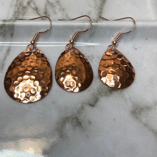 Hammered Copper Teardrop