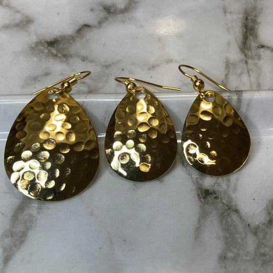 Hammered Gold Teardrop